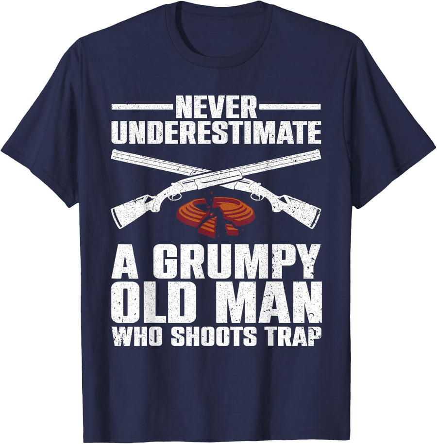 Cool Trap Shooting For Men Dad Grandpa Skeet Target Shooter T-Shirt - Navy Blue