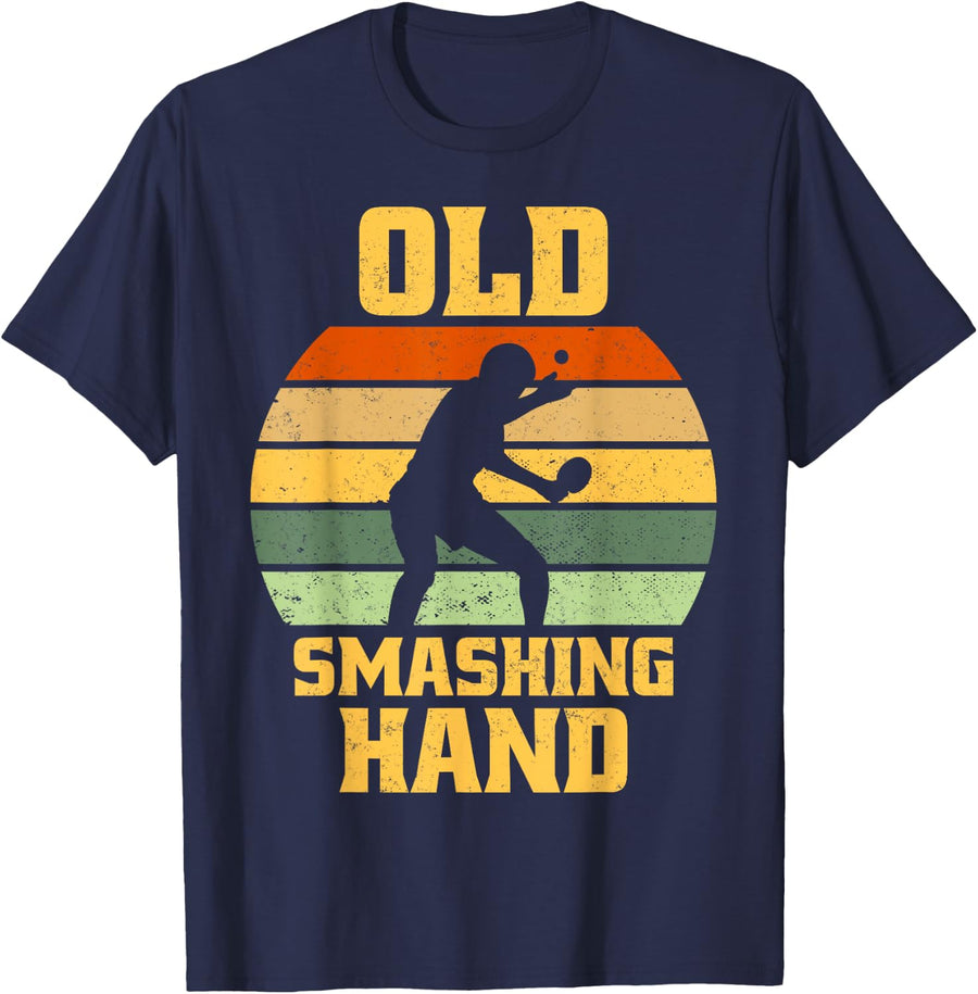 Table Tennis Vintage Retro Sunset Sports Lover Funny Design T-Shirt - Navy Blue