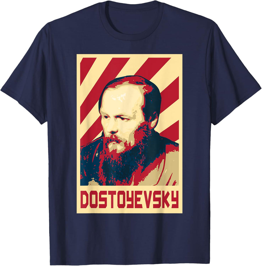 Fyodor Dostoevsky Famous Russian Writer T-Shirt - Navy Blue