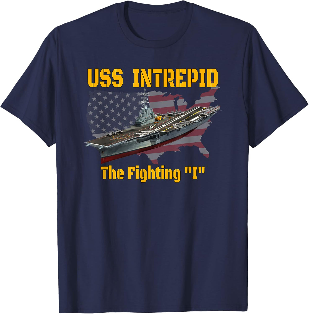 USS Intrepid Aircraft Carrier Veterans Day Father Grandpa T-Shirt - Navy Blue