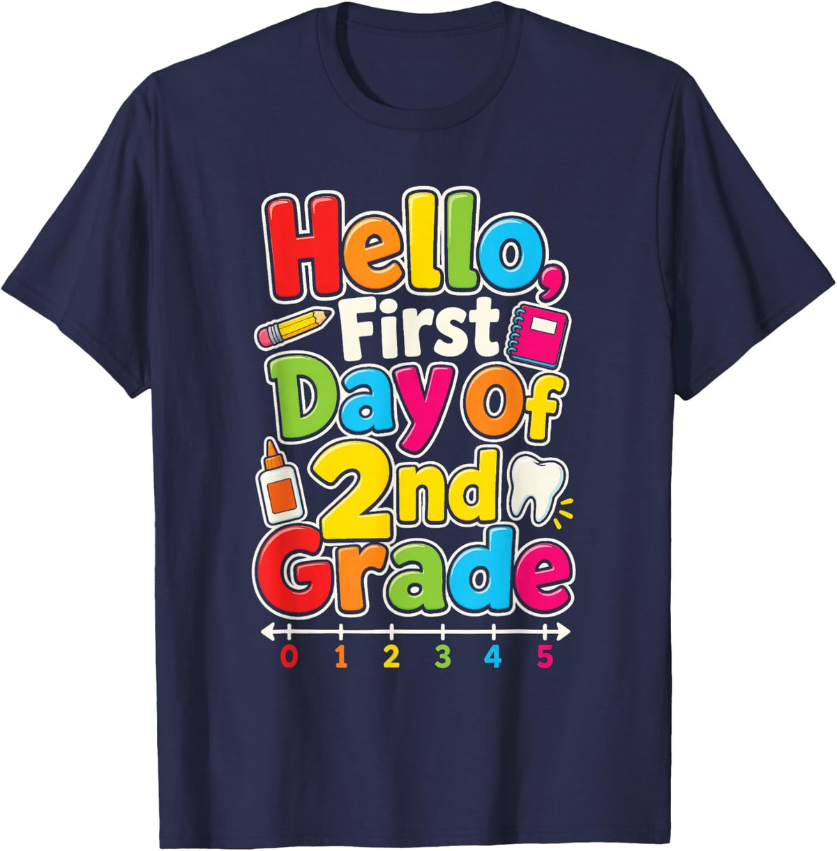 2nd Grade First Day Back to School Second Grader Kids T-Shirt - Navy Blue