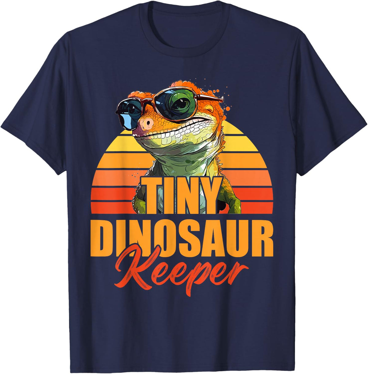 Tiny Dinosaur Keeper Animal Lover Crested Gecko Boy Retro T-Shirt - Navy Blue