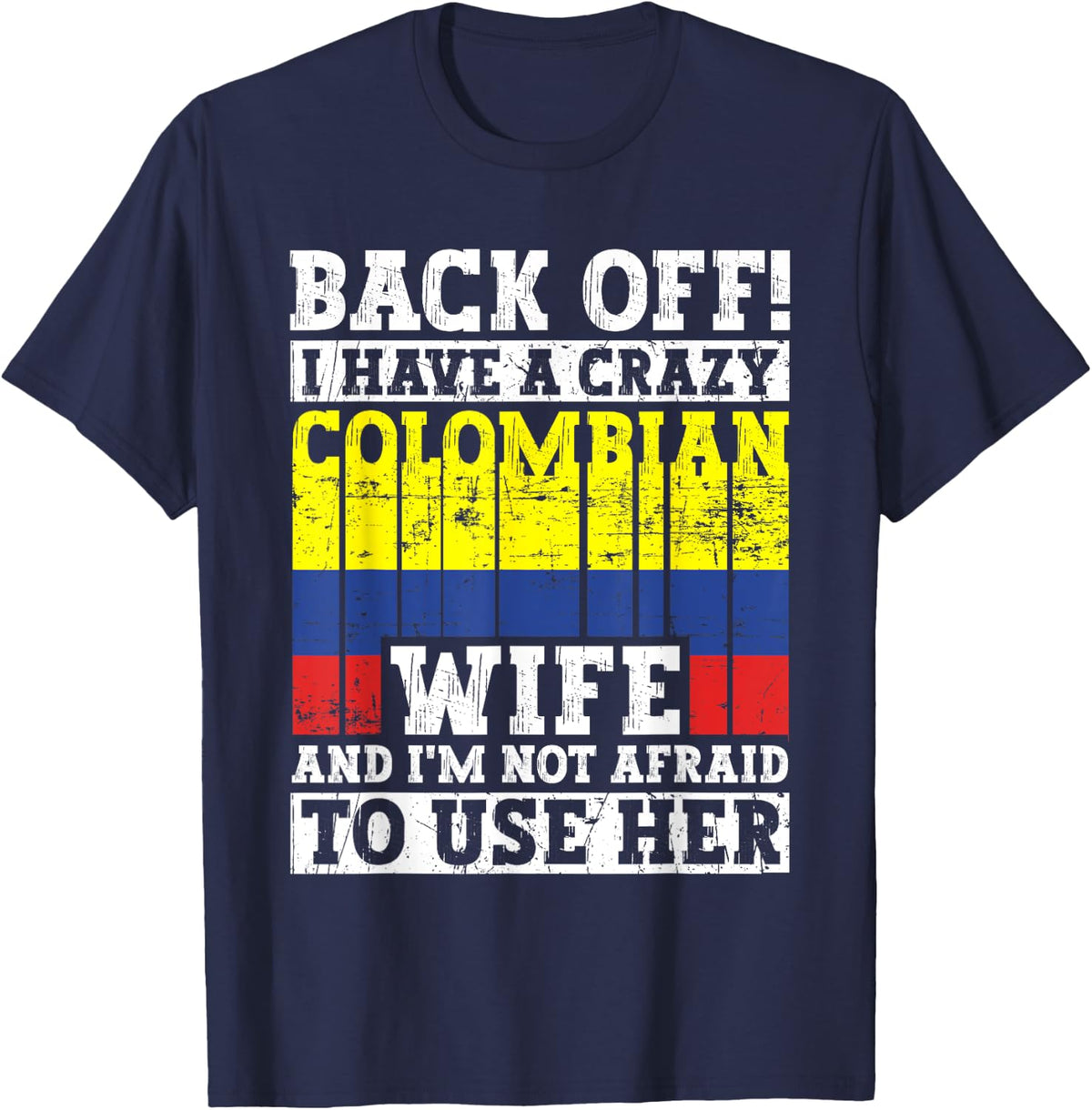 Funny Colombian Husband Apparel Colombia Flag Heritage T-Shirt - Navy Blue