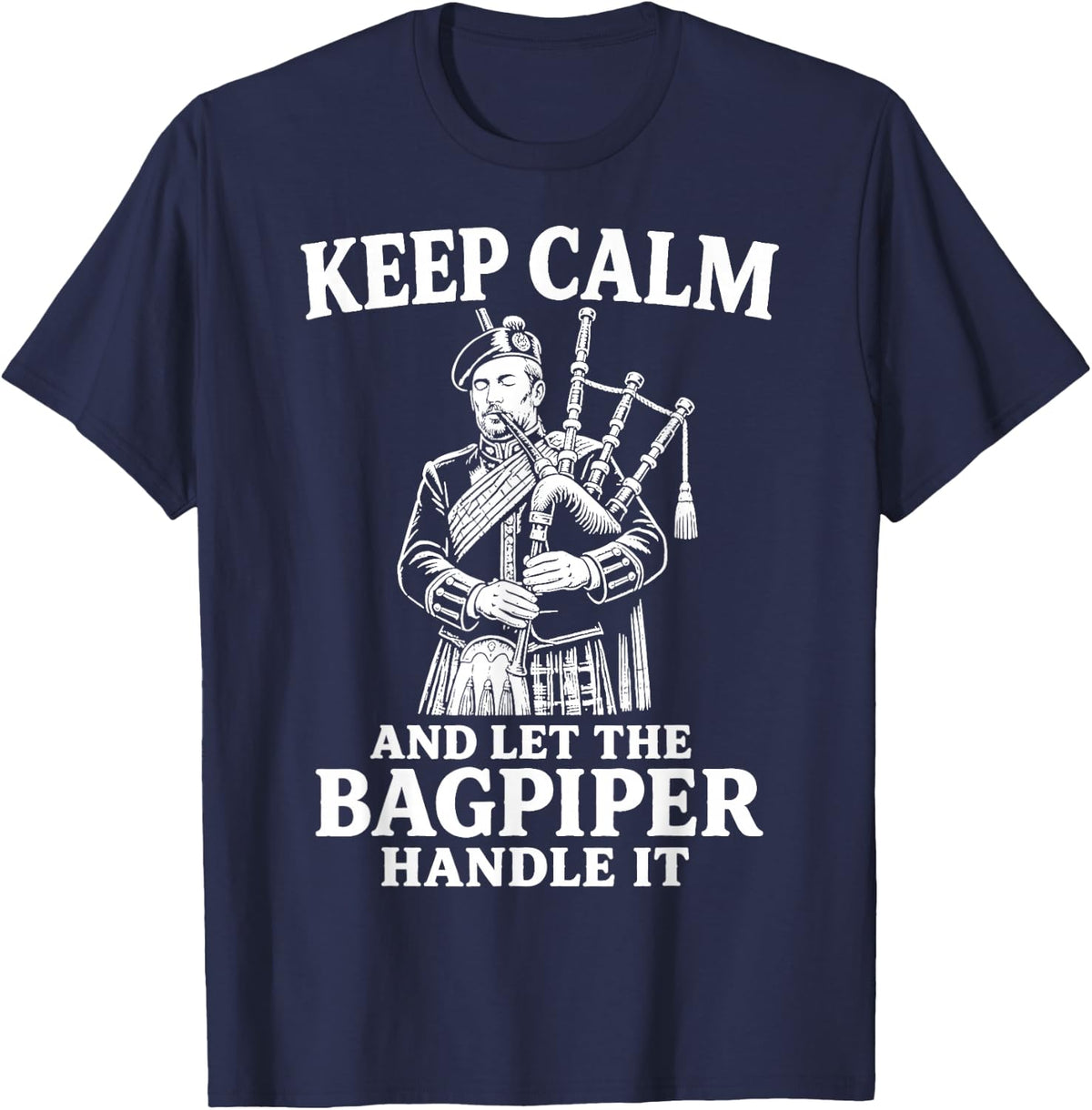 Bagpiper Scottish Highland Music Piper T-Shirt - Navy Blue