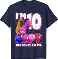 10 Years Capy Birthday to me Girls 10th Birthday Capybara T-Shirt - Navy Blue