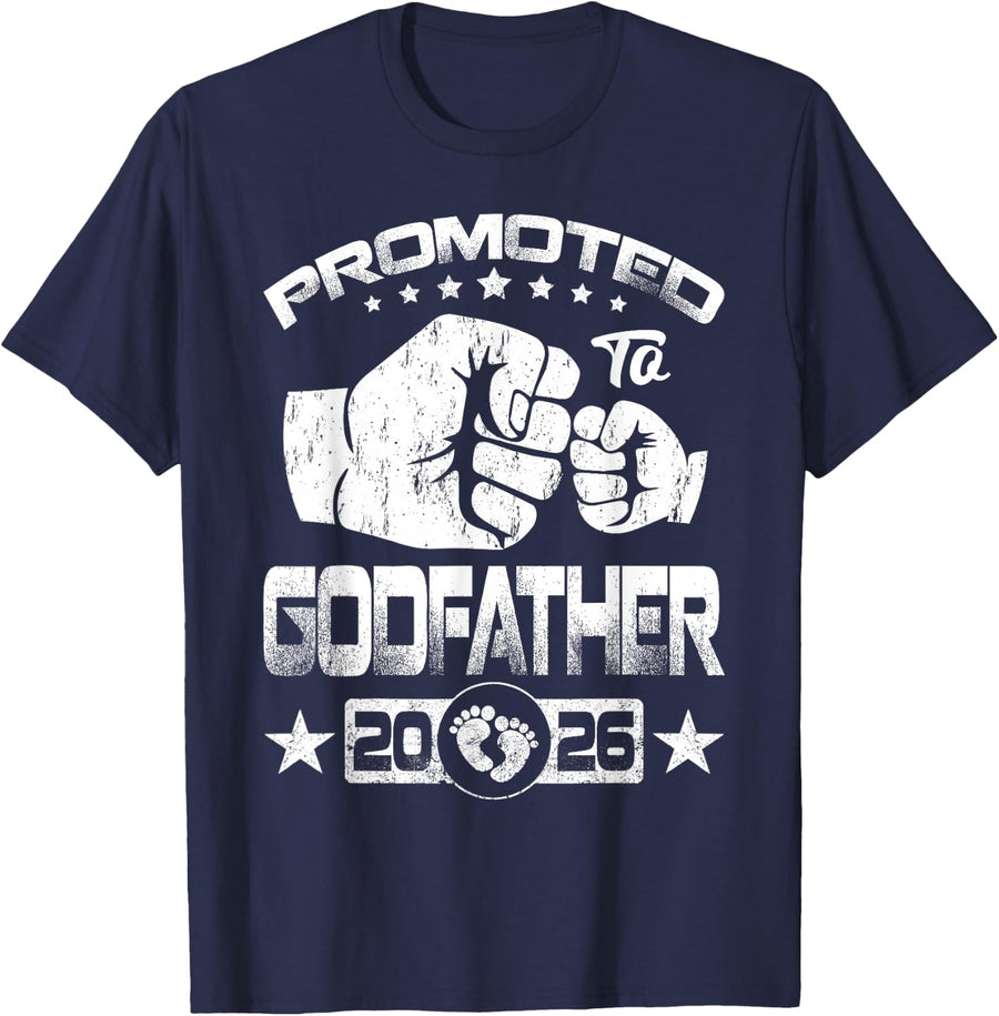 Promoted to Godfather Est 2026 T-Shirt - Navy Blue