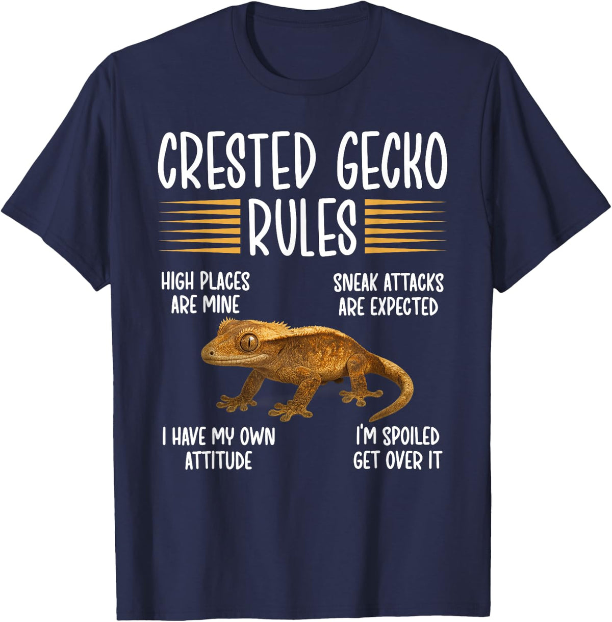 Crested Gecko Rules Crestie Owner Crested Gecko Lover T-Shirt - Navy Blue