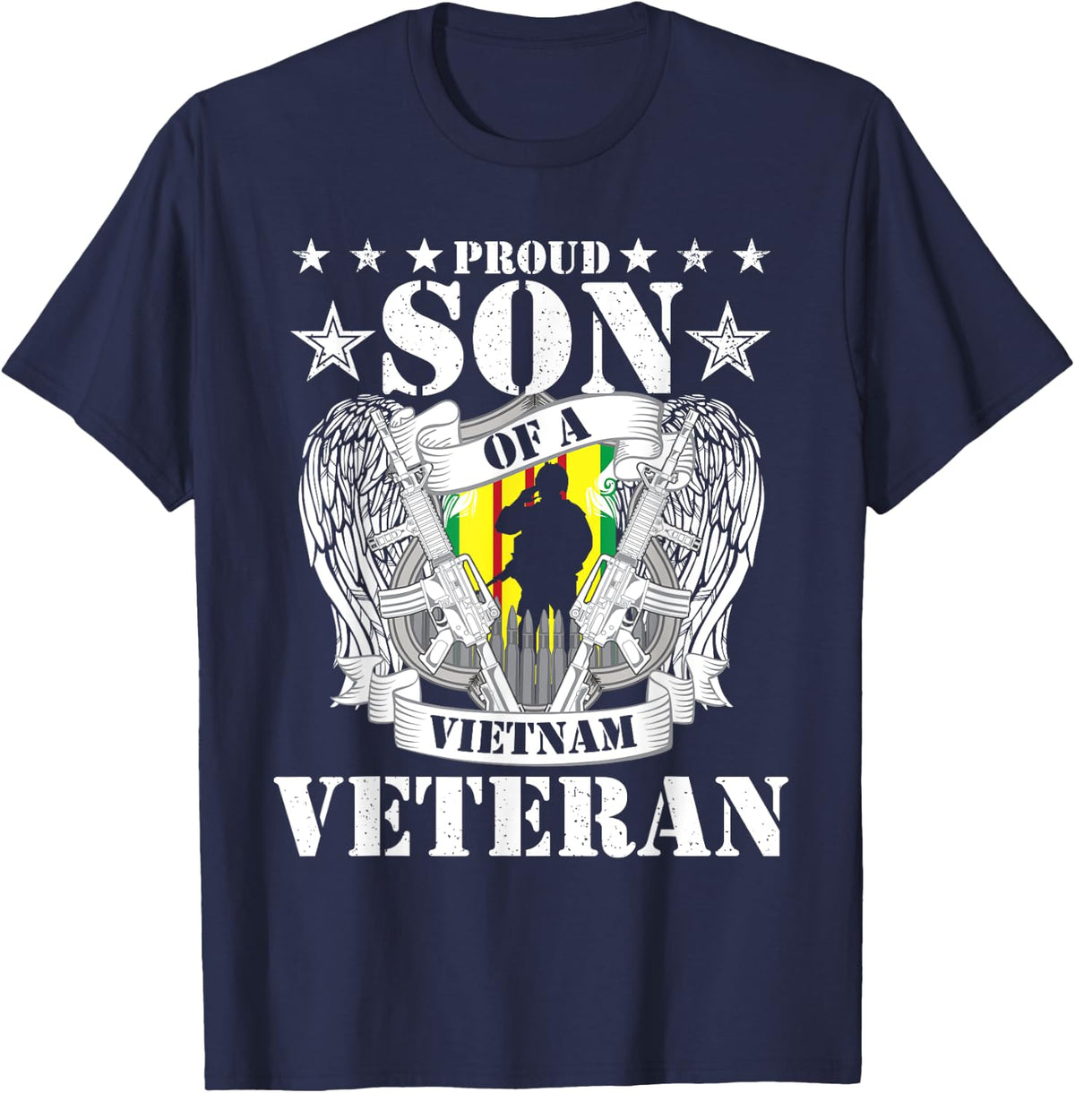 Proud Son Of A Vietnam Veteran US Patriotic Veteran's Day T-Shirt - Navy Blue