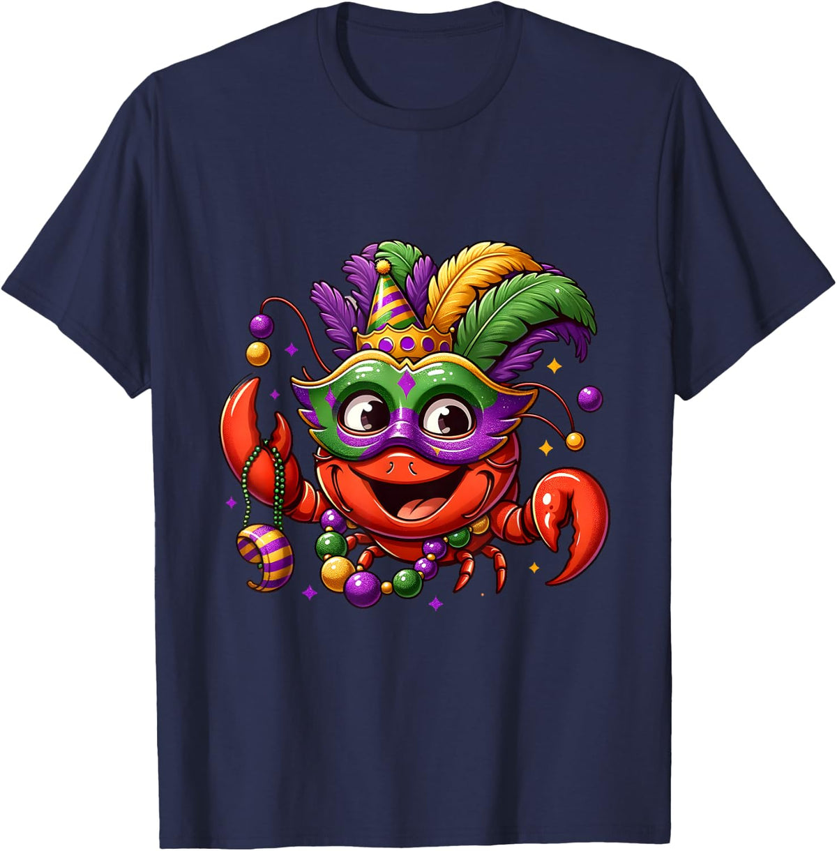 Crawfish Boil Mardi Gras Costume Masquerade Men Women Kids T-Shirt - Navy Blue