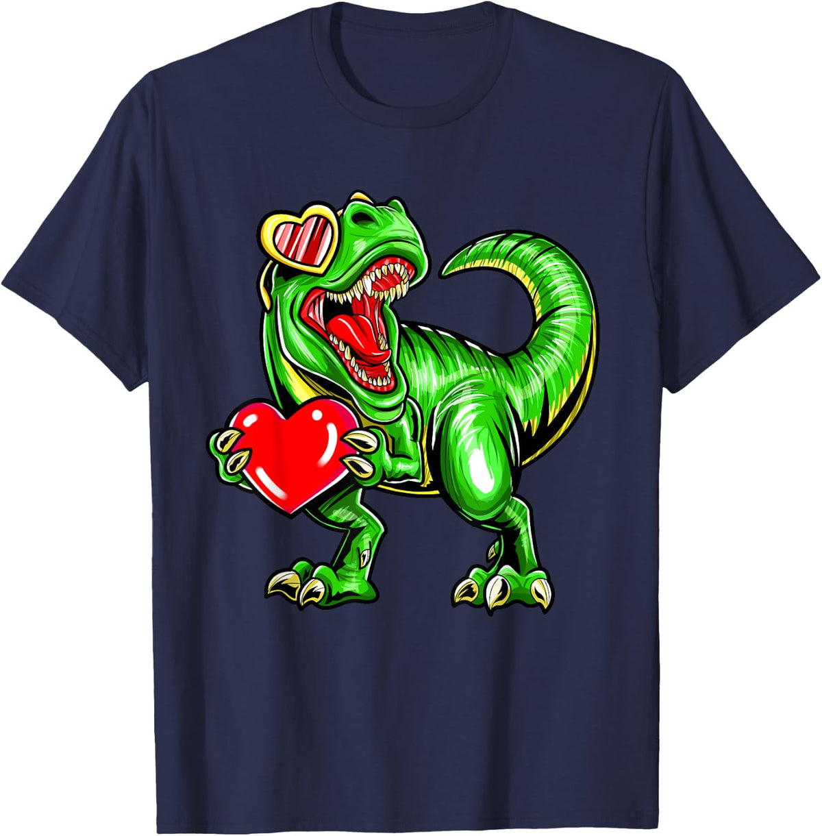 Dinosaur valentine trex valentines day mothers day T-Shirt - Navy Blue