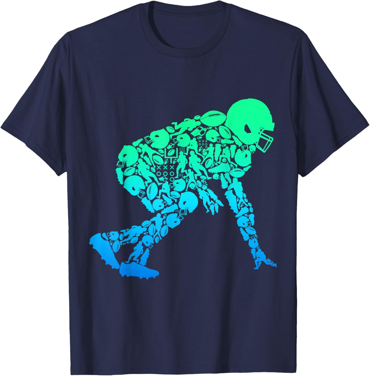 American Football Lineman Children's Boys Men T-Shirt - Navy Blue