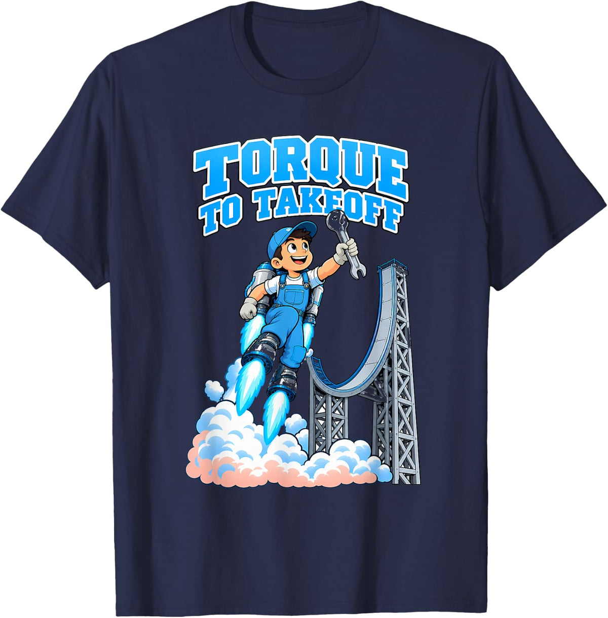 Torque to Takeoff Funny Mechanic Gift Lift Off T-Shirt - Navy Blue