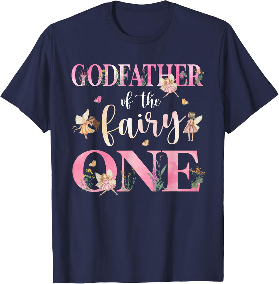 Mens Godfather of The Birthday Fairy 1st Birthday Girl Family T-Shirt - Navy Blue