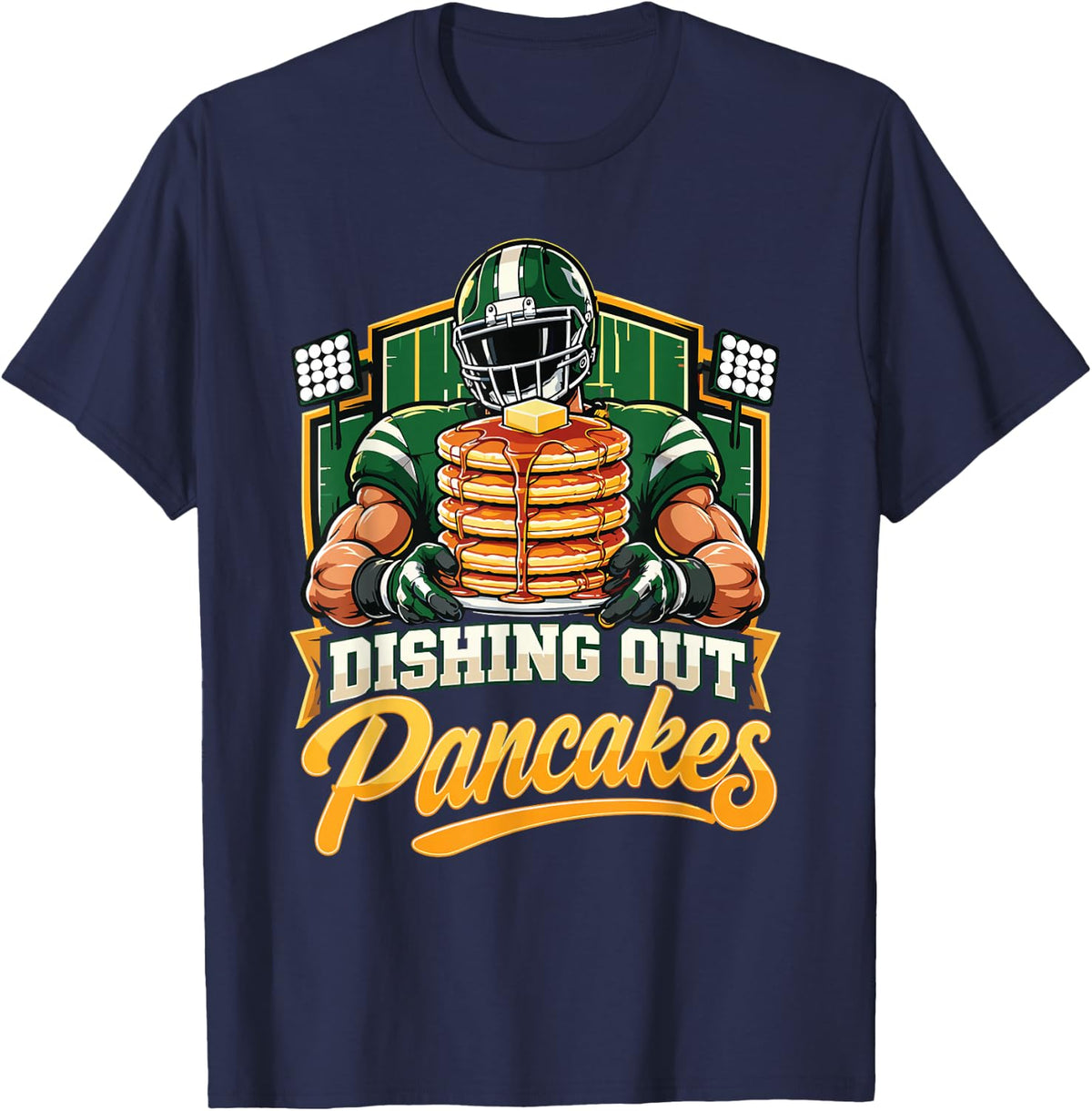 Dishing Out Pancakes Football Puns Blocking - T-Shirt - Navy Blue