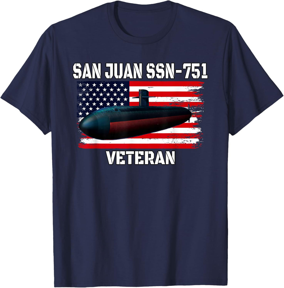 Submarine USS San Juan SSN-751 Veteran Grandfather Dad Son T-Shirt - Navy Blue