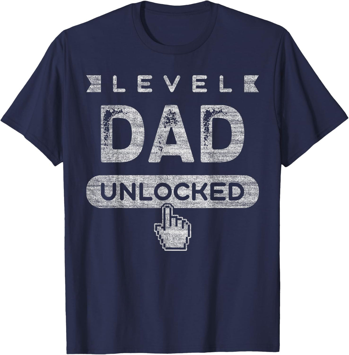 Level Dad Unlocked, New Dad, Baby Announcement T-Shirt - Navy Blue