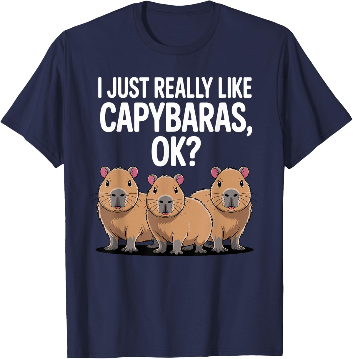 Cool Capybara Art for Men Women Kids Rodent Capybara Lover T-Shirt - Navy Blue