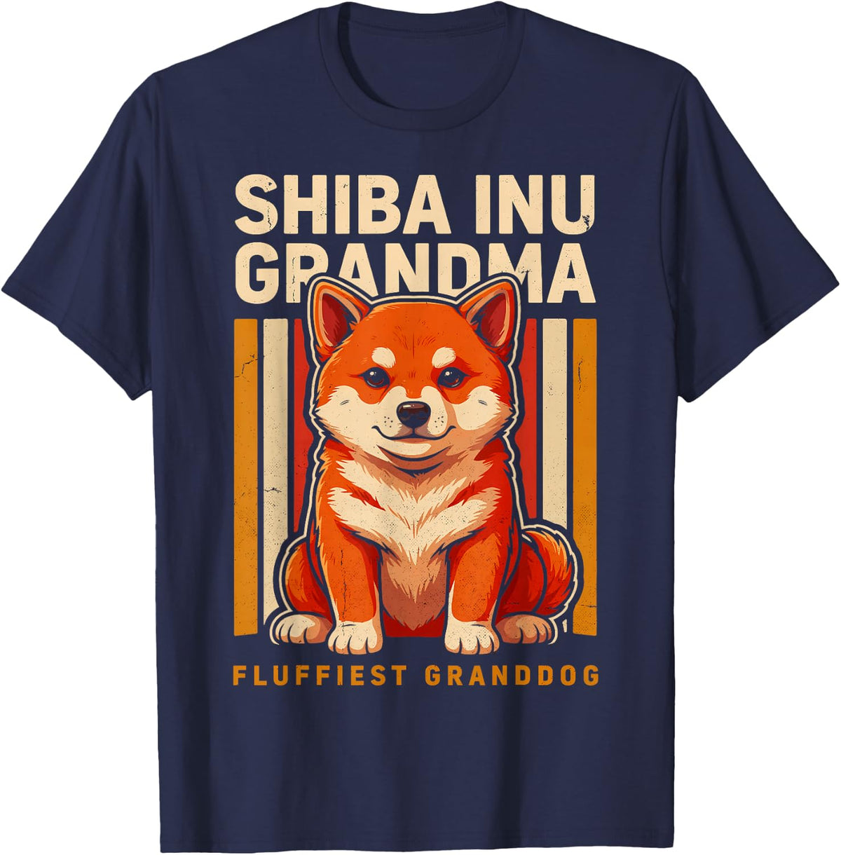 Fluffiest Granddog Shiba Inu Fox Dog Lover T-Shirt - Navy Blue