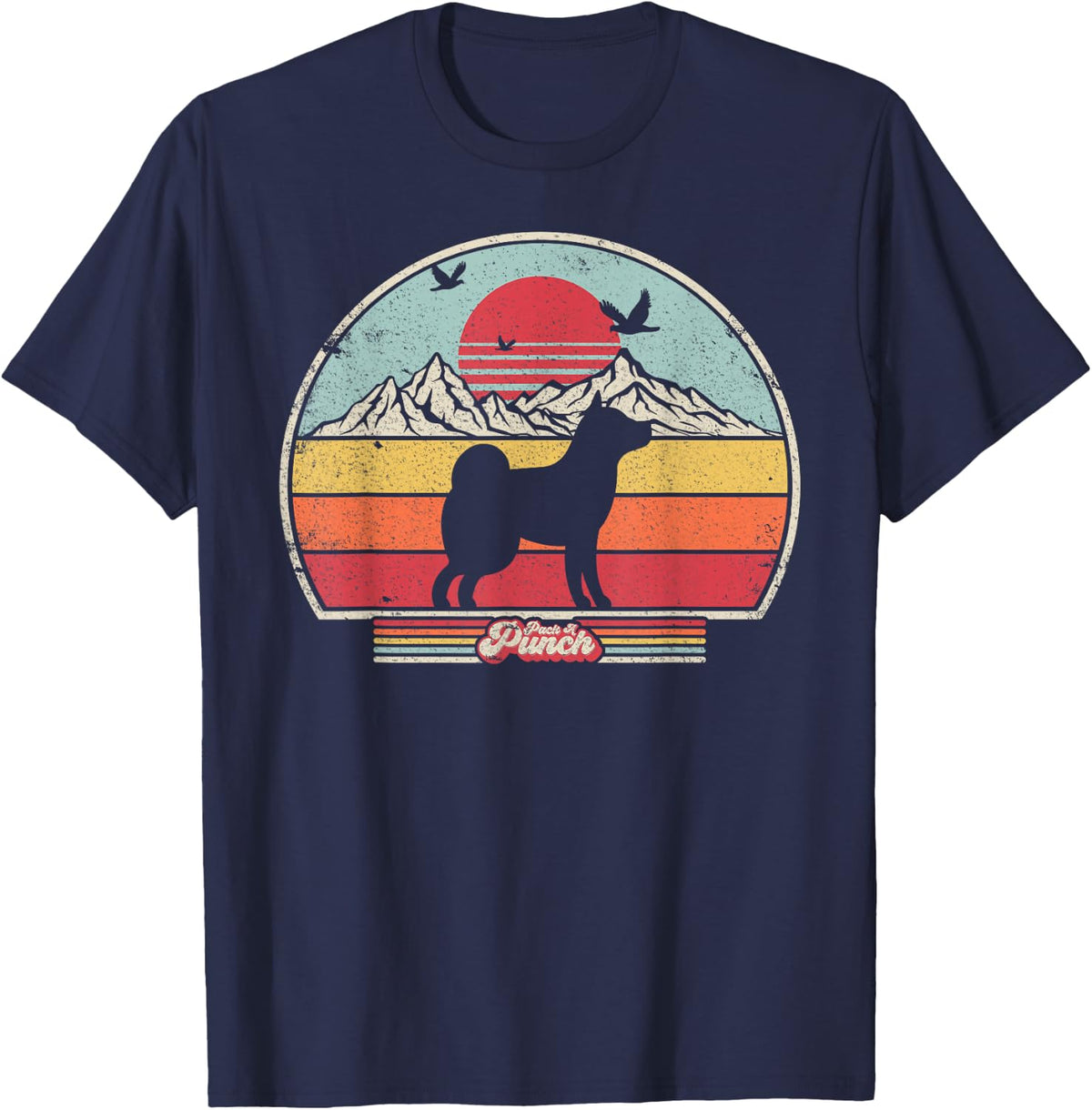 Shiba Inu Shirt Vintage T-Shirt - Navy Blue
