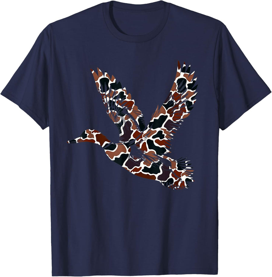 Flying Mallard Duck Hunting Tee | Gifts for Hunters & Dad T-Shirt - Navy Blue