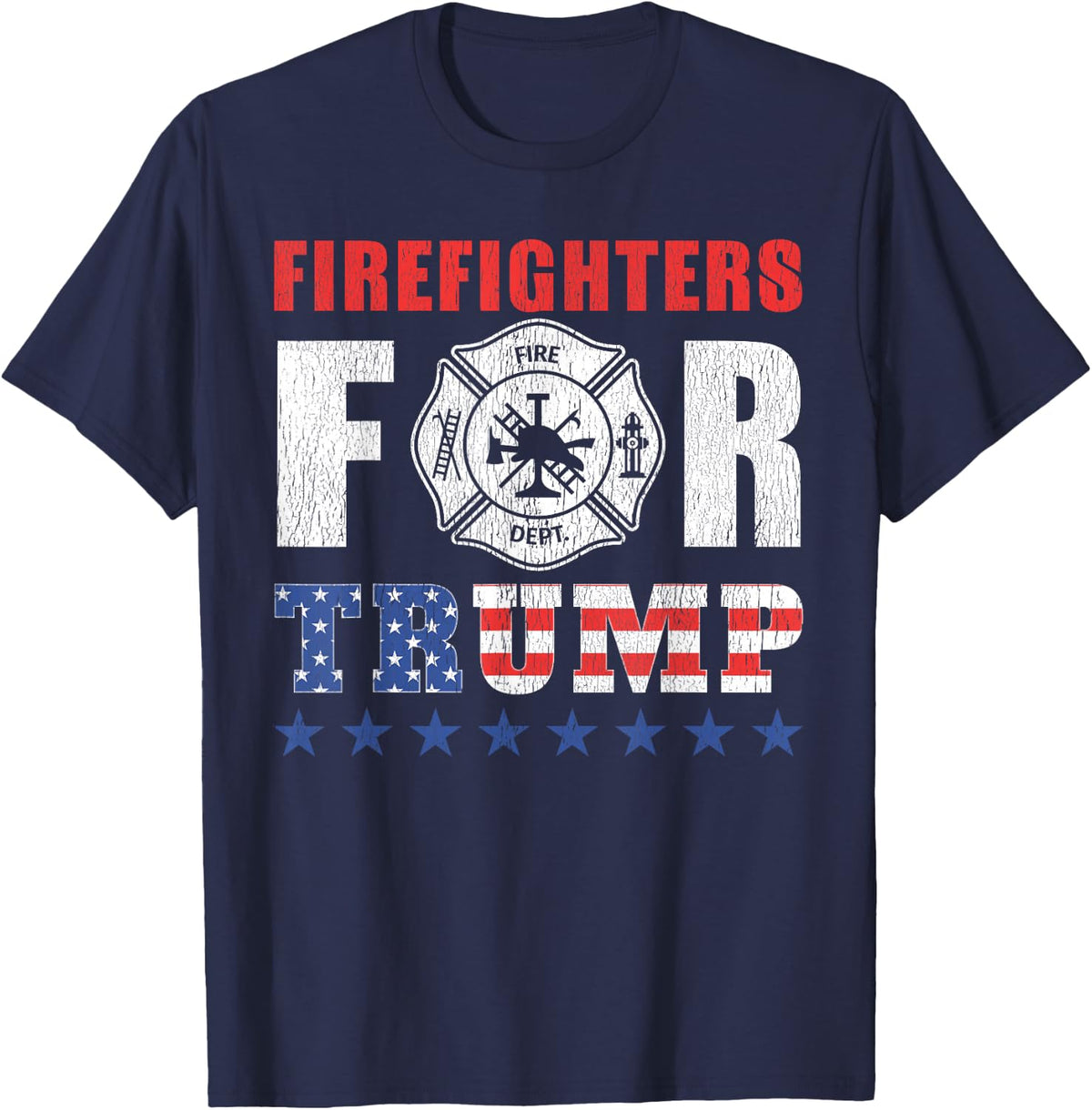 Firefighters For Trump Shirt Funny Fireman T-Shirt - Navy Blue