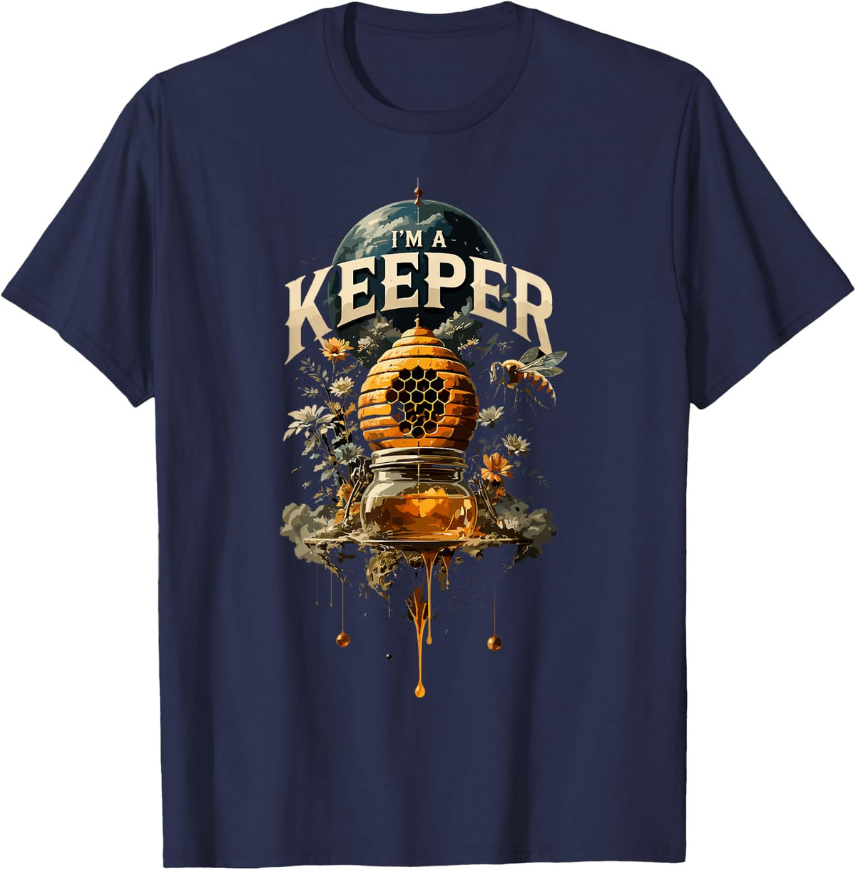 Proud Beekeeping Honey Honeycomb Bees Beekeeper T-Shirt - Navy Blue