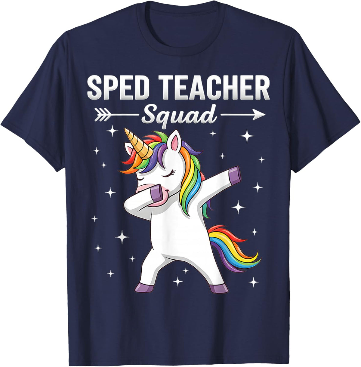 SPED Teacher Squad - Dabbing Unicorn Special SPED Squad T-Shirt - Navy Blue