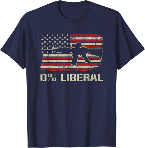 0% Liberal Zero Percent - AR15 USA Flag Funny Pro Gun T-Shirt - Navy Blue