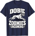Doberman Dobie Zoomies Incoming Pinscher Dad Funny Pet T-Shirt - Navy Blue