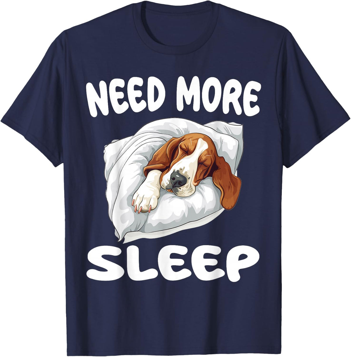 Cute Basset Hound Need More Sleep Pajamas Nightgown T-Shirt - Navy Blue