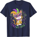 Mardi Gras Cat Lovers, Meowdi Gras, Meowdy, Mardi Gras T-Shirt - Navy Blue