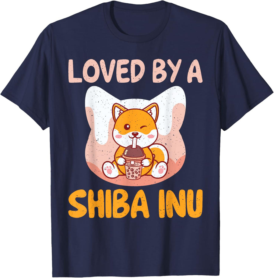 Loved by a Shiba Inu T-Shirt - Navy Blue