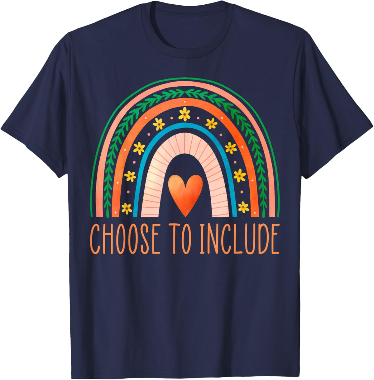Choose to Include - Boho Rainbow SPED Teacher Gifts T-Shirt - Navy Blue