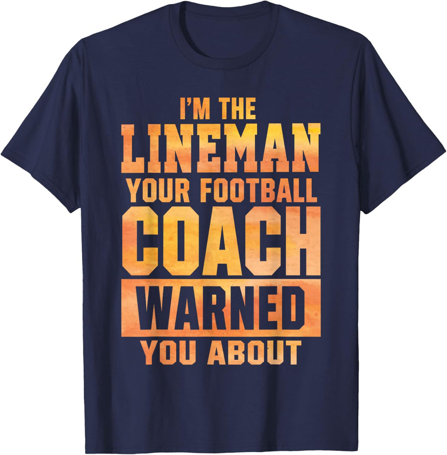 Football Lineman Art for Men Women Kids O-Line Player T-Shirt - Navy Blue