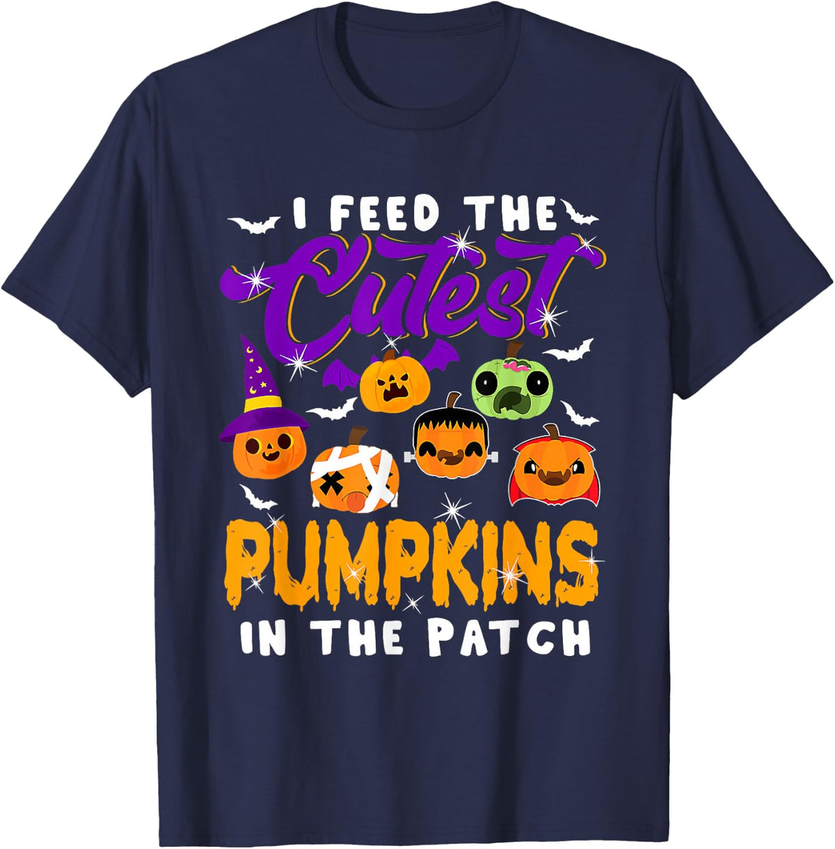 The Cutest Pumpkins Cute Pumpkin Chef Lunch Lady Halloween T-Shirt - Navy Blue