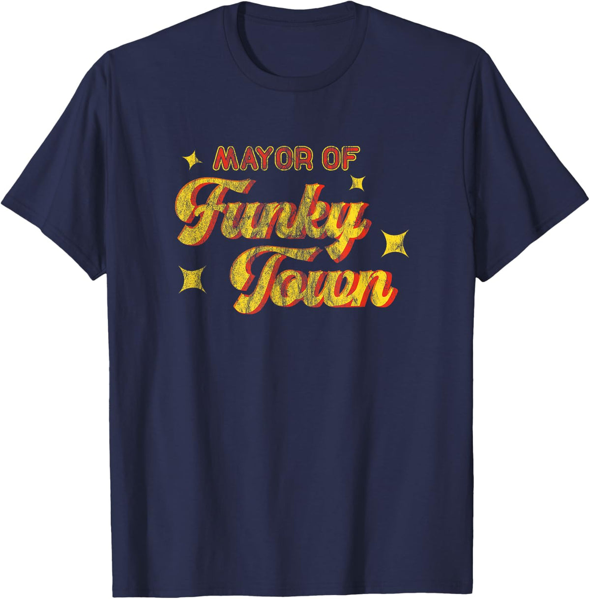 Mayor of Funky Town 1970s Disco Funk 70s Retro Funk T-Shirt - Navy Blue