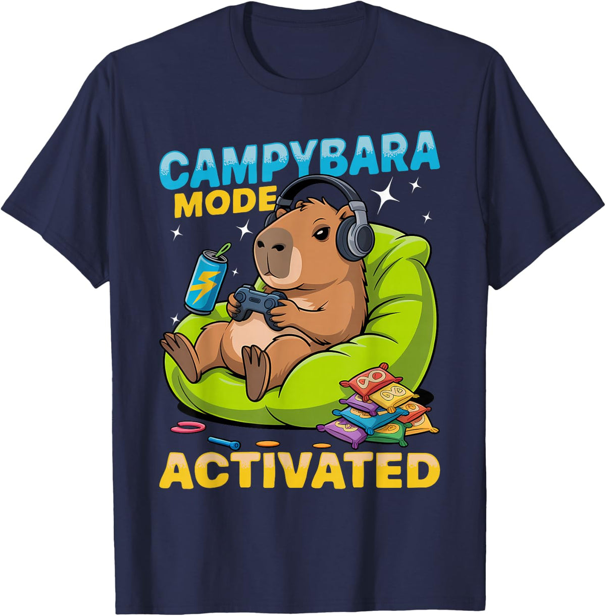 Capybara Gamer Gaming T-Shirt - Navy Blue