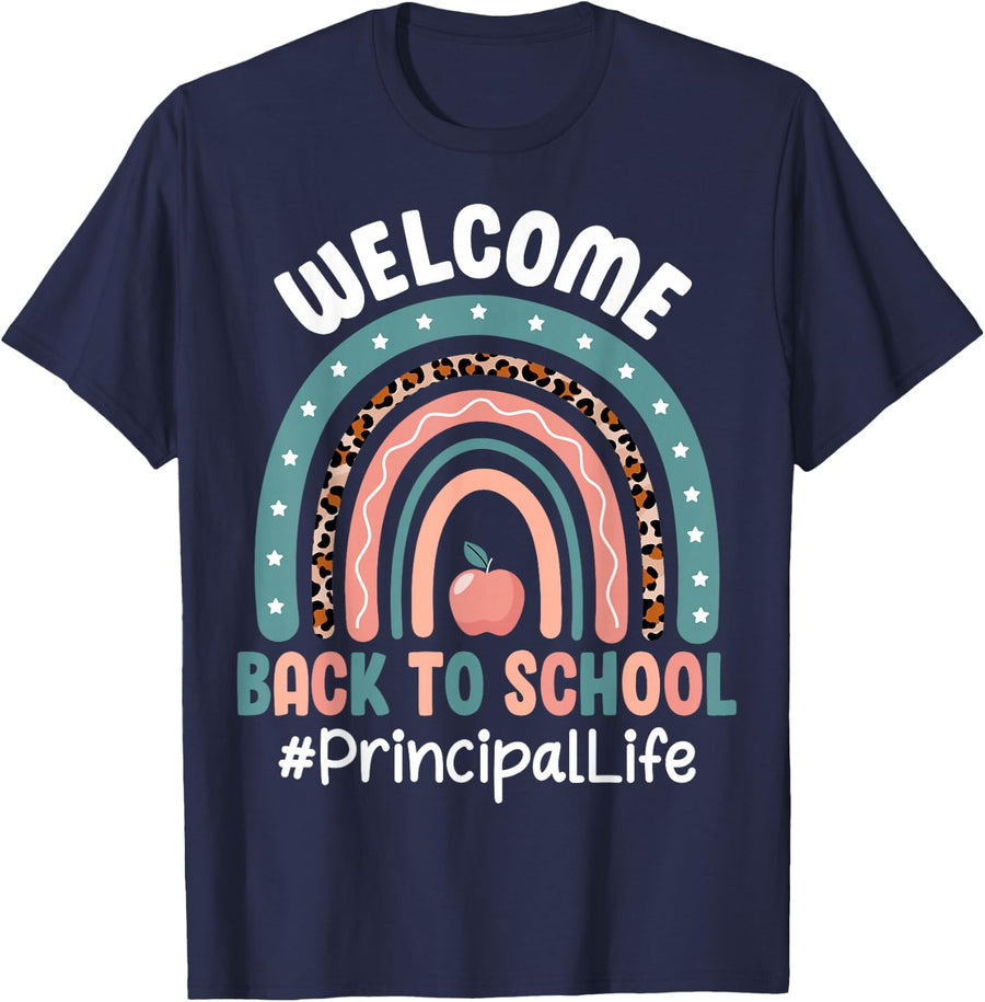 Welcome Back to School Principal Life T-Shirt - Navy Blue