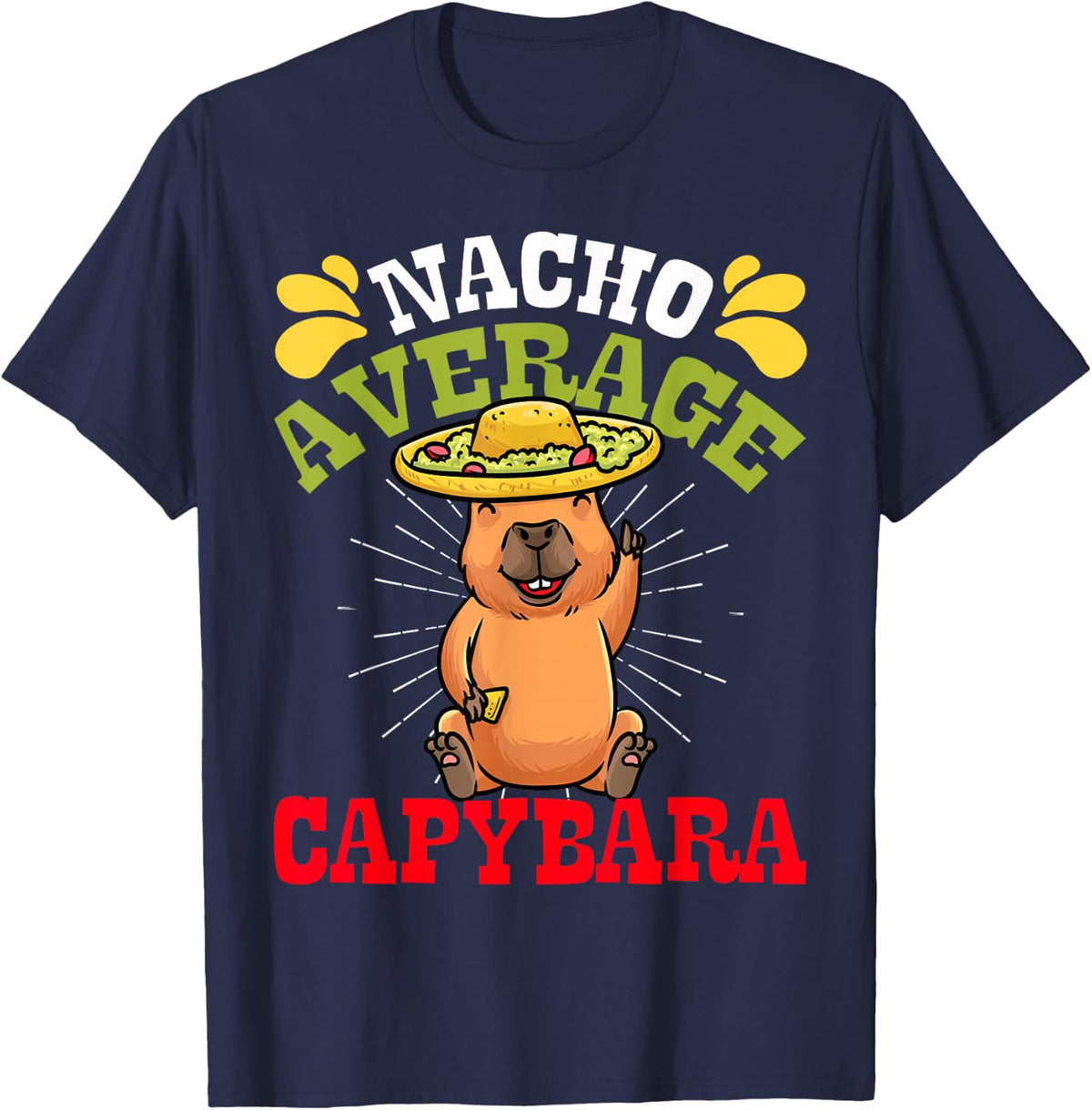 Nacho Average Capybara Cinco De Mayo Men Boys T-Shirt - Navy Blue