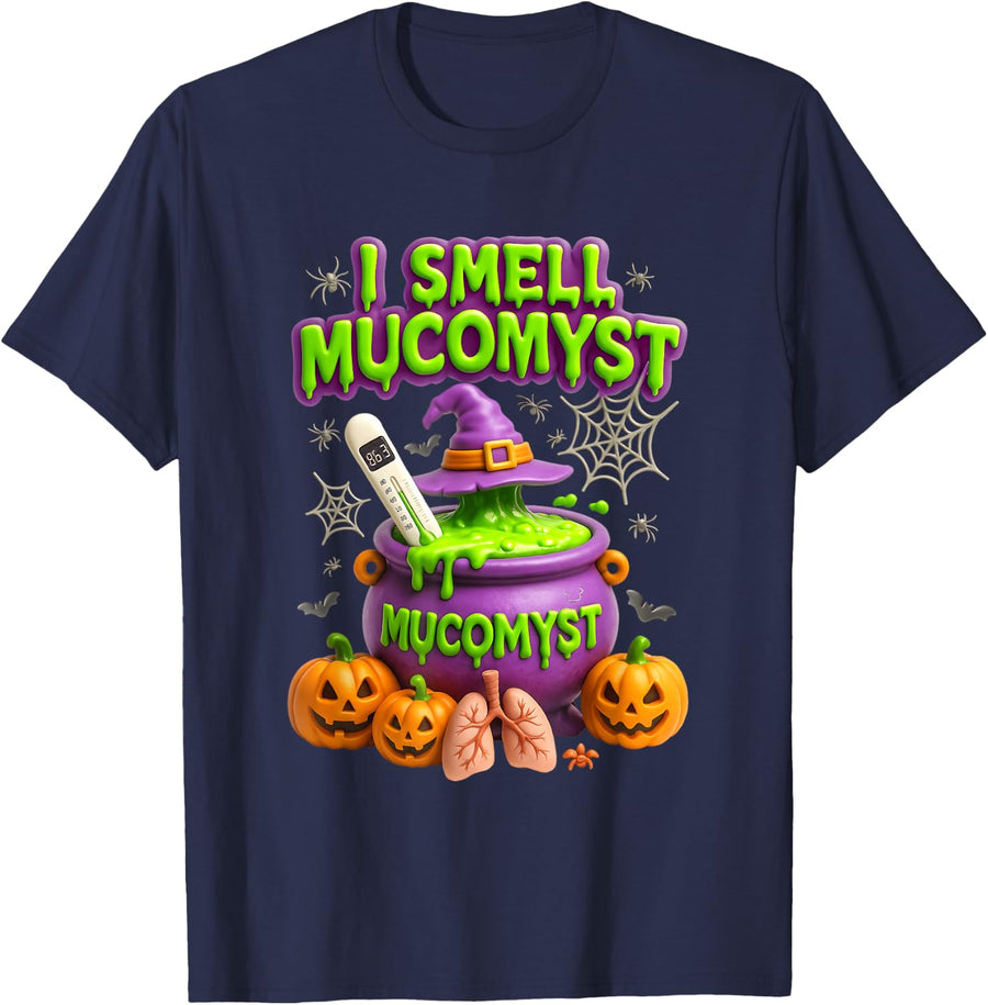 Halloween Respiratory Therapist I Smell Mucomyst Brew T-Shirt - Navy Blue