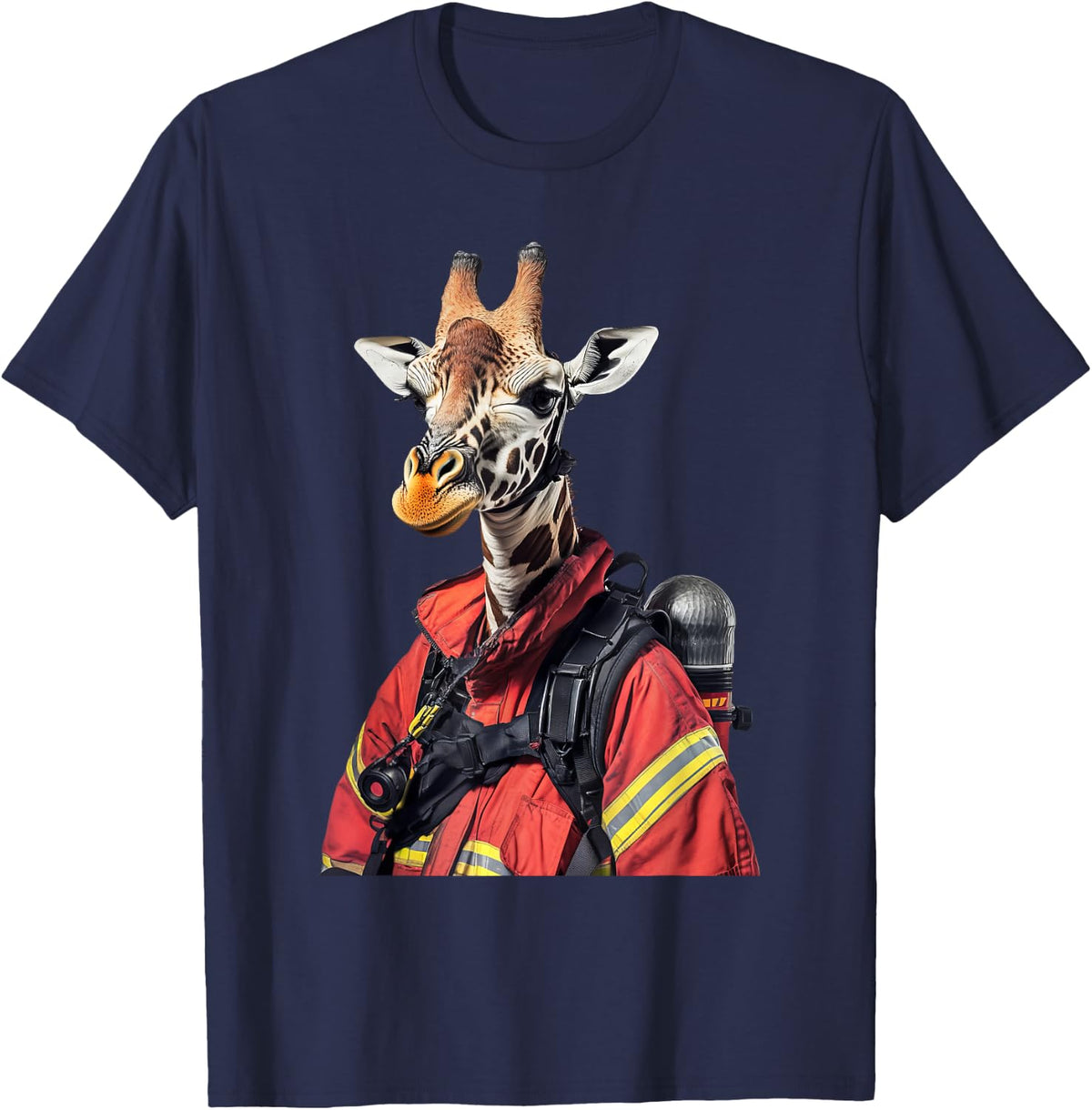 Giraffe Firefighter T-Shirt - Navy Blue