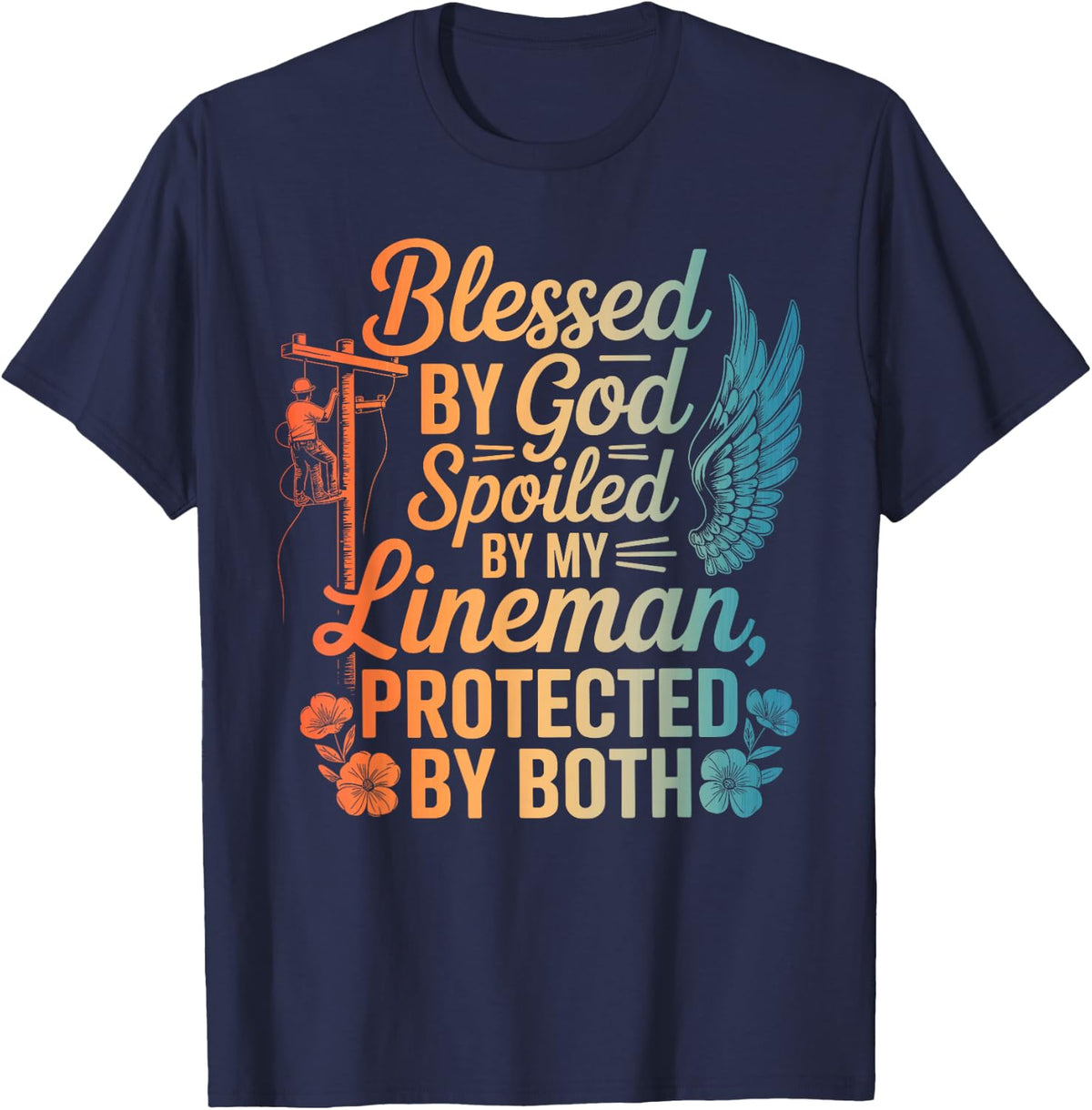 Funny Lineman Wife Art for Women Girls Lineman Wife Linelife T-Shirt - Navy Blue