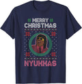 Merry Christmas Nyukkas Funny Christmas Apparel T-Shirt - Navy Blue