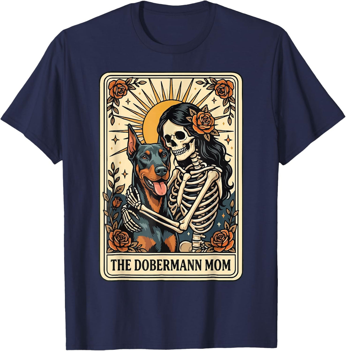 The Dobermann Mom Tarot Card T-Shirt - Navy Blue