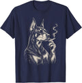 Cool Doberman Pinscher Smoking Cigarette Dog Lover Meme T-Shirt - Navy Blue