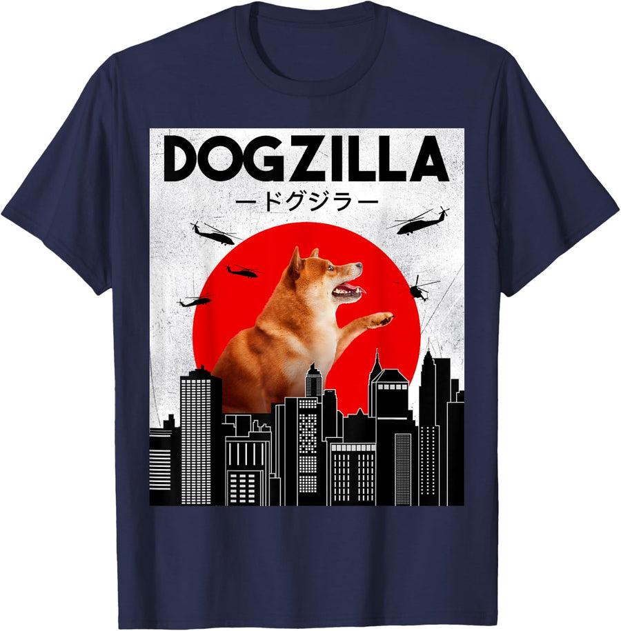 Funny Shiba Inu, Dogzilla, Shiba Inu Owner, Shiba Inu T-Shirt - Navy Blue