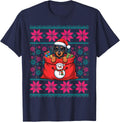Ugly Christmas Pajama Women Boys Girls Doberman Pinscher Dog T-Shirt - Navy Blue