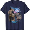 3 Moon Capybara Funny Capibara Rodent Animal Lover Humor Short Sleeve T-Shirt - Navy Blue