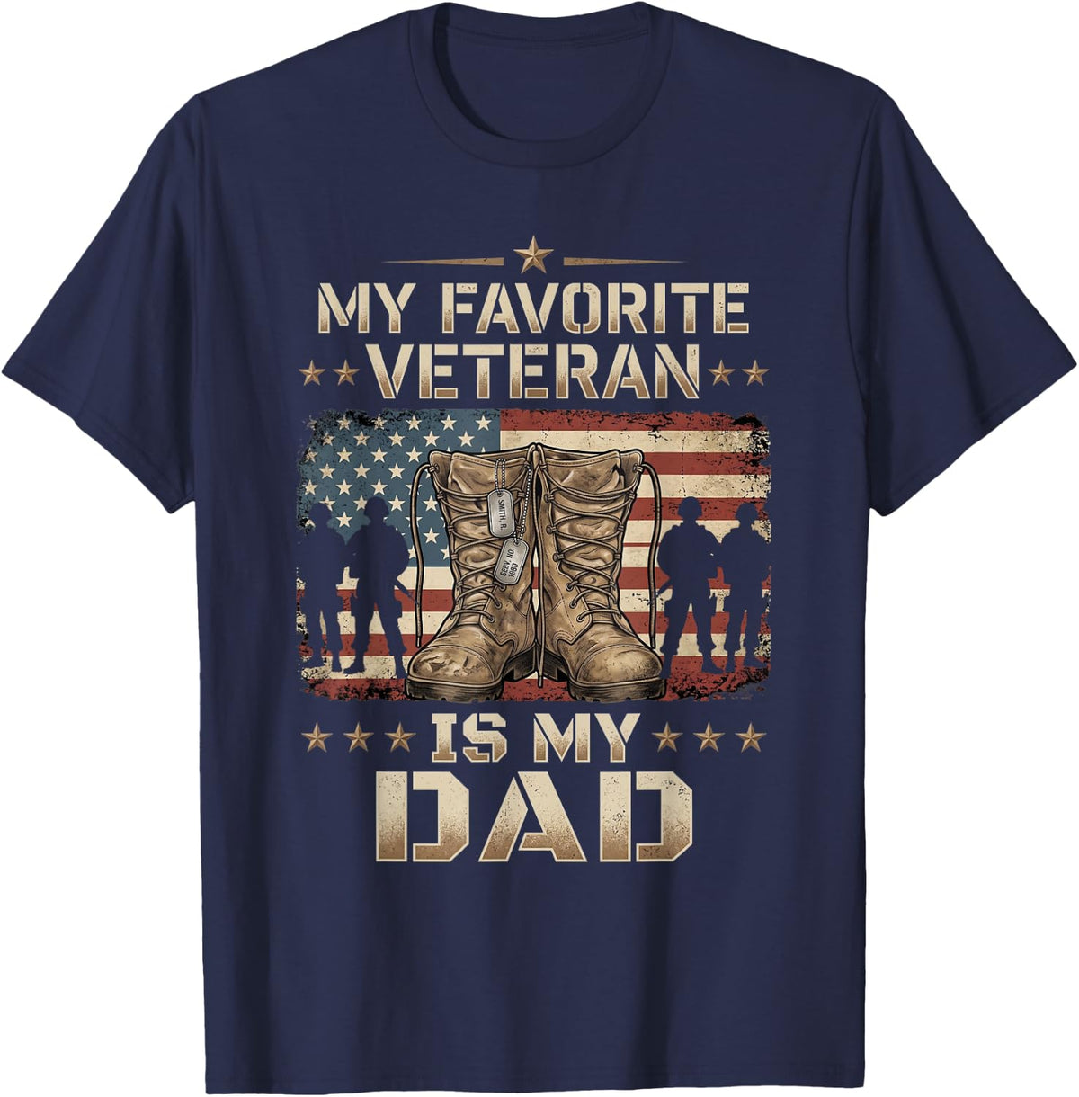 My Favorite Veteran is My Dad Father's Day Veteran Day T-Shirt - Navy Blue