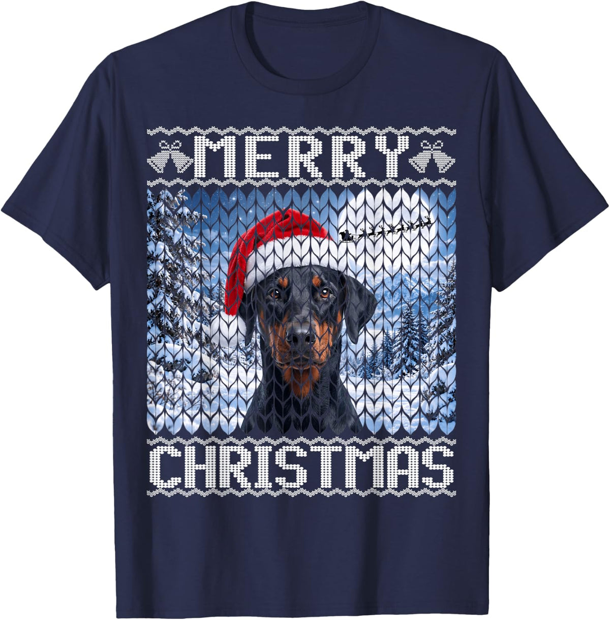 Black and Rust Doberman Pinscher Dog T-Shirt - Navy Blue